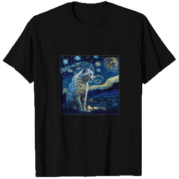 Discover Leopard Gift Surrealism Starry Night Snow Leopard 69 T-Shirts