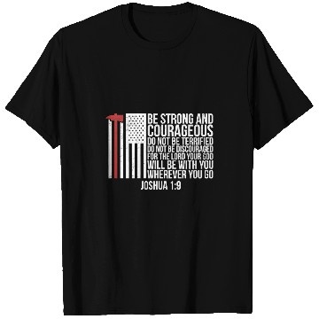 Discover Fireman Firefighter Thin Red Line Firefighter Joshua 19 Bible Verse ON BACK 99 Firemen T-Shirts
