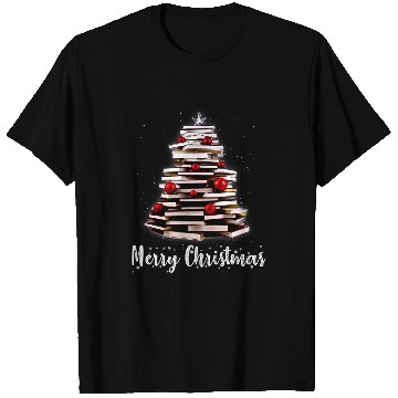 Discover Reading Book Merry Christmas Tree Love Reading Books Librarian Nerd Reader T-Shirts