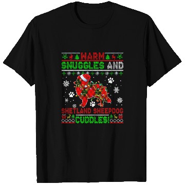 Discover Dog Shetland Warm Snuggles Shetland Sheepdog Cuddles Red Plaid Santa Dog T-Shirts