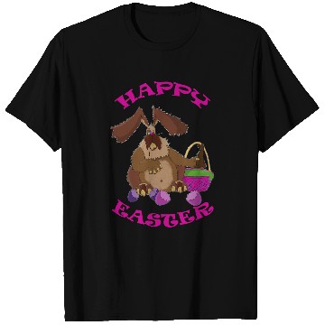 Discover Funny Easter Bunny in the Basket Eating Chocolate Rabbit T-Shirts
