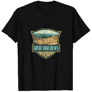 Discover Great Sand Dunes National Park Illustration Retro Badge T-Shirts
