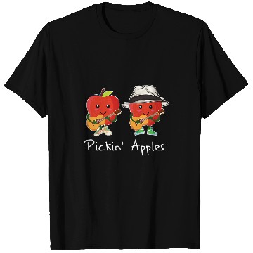 Discover Funny Cartoon Apples Pickin Guitar Cute Apple Picking T-Shirts