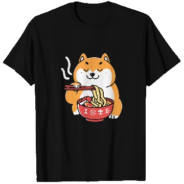 Discover Dog Shiba Inu Eating Ramen Noodles Anime Cartoon Kawaii T-Shirts