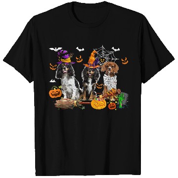 Discover Three Cavalier King Charles Spaniel Dogs Mummy Witch Lover T-Shirts