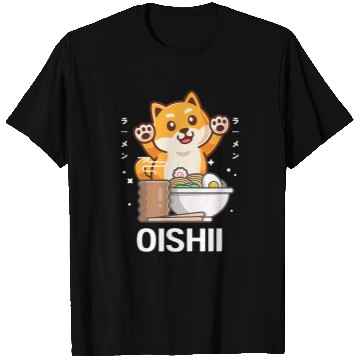 Discover Dog Shiba Inu Cute Kawaii Shiba Inu Eats Ramen Noodle Kawaii Aesthetic T-Shirts