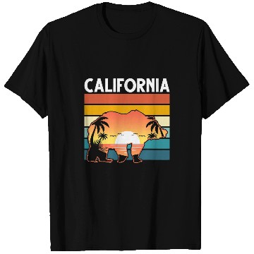 Discover Funny Bear Retro Californian Grizzly Bear Summer Palm Trees californias Cute Bears T-Shirts