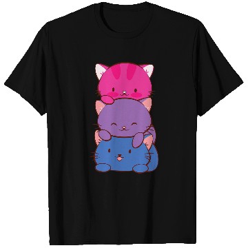 Discover Bisexual Pride Kawaii Kitty Cat Stack Anime T-Shirts