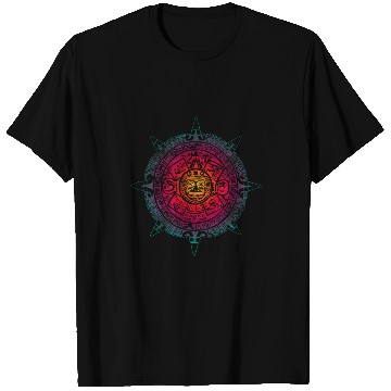 Discover Aztec Calendar Mexican Native Mayas Mayans Art T-Shirts