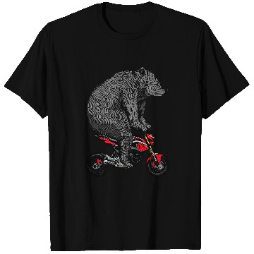 Discover Funny Bear on a Mini Bike Pit Bike Motorcycle Cute Bears T-Shirts