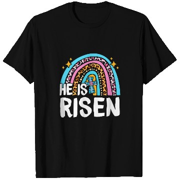 Discover Christian He Is Risen Jesus Happy Easter Rainbow Women Christ T-Shirts