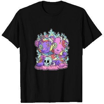 Discover Funny Bear Kawaii Pastel Goth Teddy Bear Skull Flames Eyes Cute Bears T-Shirts