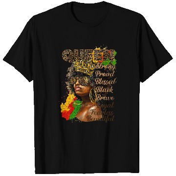 Discover Leopard Afro Woman Juneteenth Celebrating 1865 Black Queen T-Shirts