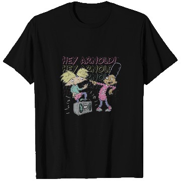 Discover Hey Arnold Arnold Gerald Jamming Distressed Portrait T-Shirts