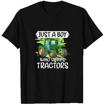 Discover Tractor driving Just a Boy who loves Tractors Harvest Farming Barn Cattle 4 T-Shirts