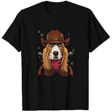 Discover Cow Western Cowboy Basset Hound Dog Country Music Rodeo Howdy Mooey Heifer T-Shirts
