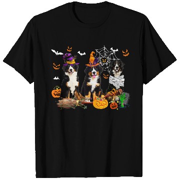 Discover Three Bernese Mountain Dogs Mummy Witch Scary Pumpkins Kids T-Shirts