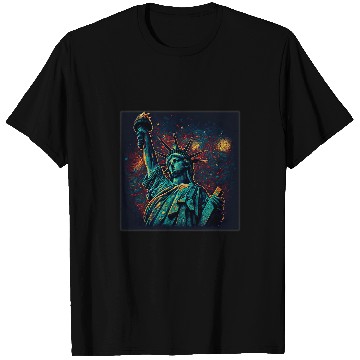 Discover Surrealism Starry Night Statue of Liberty T-Shirts