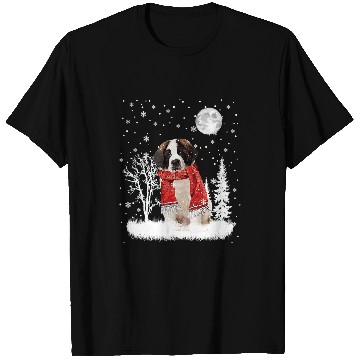 Discover Dog Saint Bernard Under Moonlight Snow Christmas Pajama 27 T-Shirts