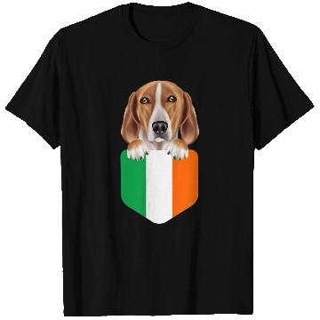 Discover Ireland Flag English Foxhound Dog In Pocket T-Shirts