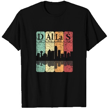 Discover Dallas Periodic Table Elements Dallas Skyline Retro 3 T-Shirts
