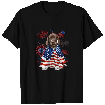 Discover Dog German Shorthaired Pointer Dog American USA Flag 4th of July T-Shirts