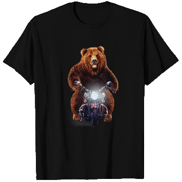 Discover Funny Bear Biker Grizzly Bear Riding Motorcycle Cute Bears T-Shirts