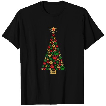 Discover Dog Lovers Cute and Funny Dog Paws Prints Tree Christmas T-Shirts