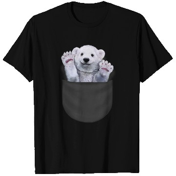 Discover Funny Bear Cute Polar Bear Waving from Pocket Cute Bears T-Shirts