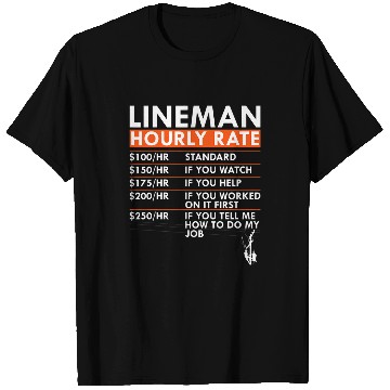 Discover Funny Lineman Hourly Rate Power Electric Cable Labor Rates T-Shirts