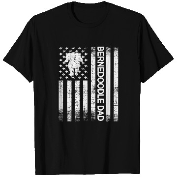 Discover Bernedoodle Dad US Flag Bernedoodle Dog Owner T-Shirts