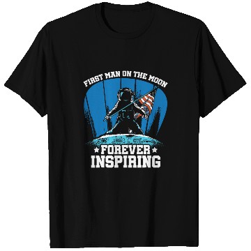 Discover First Man on the Moon American Flag Astronaut Nostalgia T-Shirts
