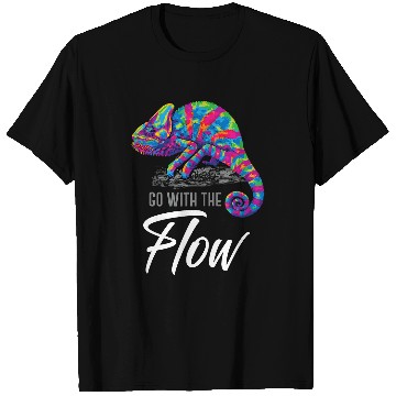 Discover Go With the Flow Rainbow Chameleon Art T-Shirts