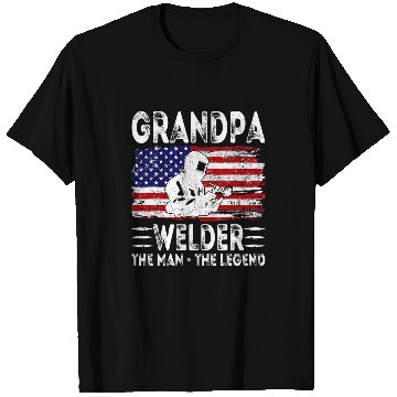 Discover Welders Mens USA American Flag Grandpa Welder The Man The Legend T-Shirts