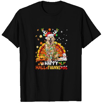 Discover Happy Hallothanksmas Golden Dog Halloween Merry Christmas 268 T-Shirts