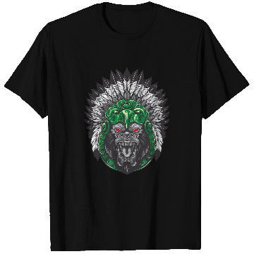 Discover Gorilla Indian Aztec Illustration T-Shirts