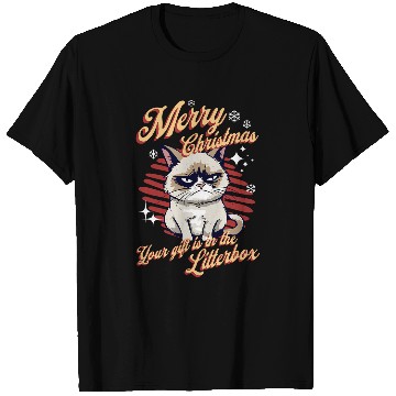 Discover Angry Cat Christmas Meme Merry xmass 2Ugly Christmas Cat T-Shirts