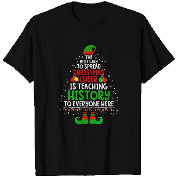 Discover Christmas Cheer Is Teaching History Santa Elf Teacher Group T-Shirts