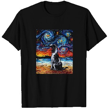 Discover English Springer Spaniel Beach Starry Night Dog Art by Aja T-Shirts