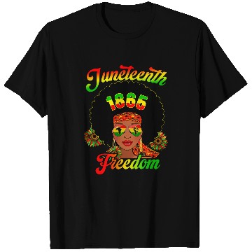Discover 1865 Juneteenth Afro Woman Black History Black Freedom Pride T-Shirts