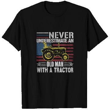 Discover Never Underestimate an Old man with a Tractor funny farming T-Shirts
