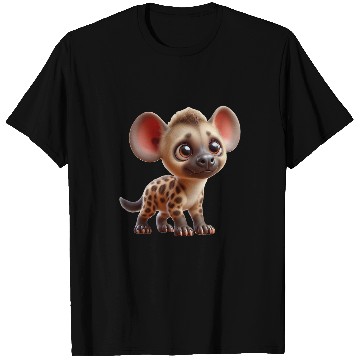 Discover Charming Cartoon Hyena Pup Adorable Animal Artwork T-Shirts