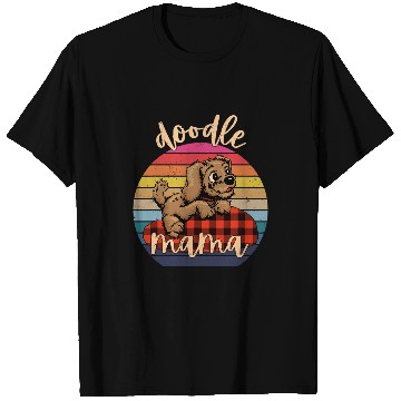Discover Goldendoodle Mama Puppy Retriever Mixed Breed buffalo plaids Sunset Doodle Dog T-Shirts