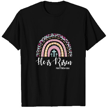 Discover Christian He Is Risen Rainbow Leopard Happy Easter Day Christian Jesus Christ T-Shirts