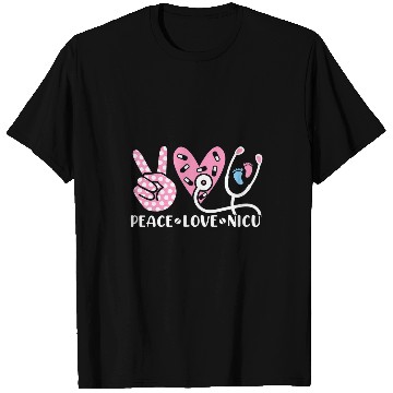 Discover Peace Love Nicu Cute Pediatric Nursing Student Women T-Shirts
