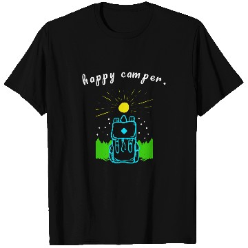 Discover Happy Camper Quote Hiking Wanderlust Mountain Camping T-Shirts