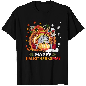 Discover Halloween Gnome Happy HalloThanksMas Thanksgiving Christmas 385 T-Shirts