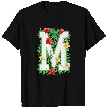 Discover Capital Letter M Alphabet Monogram Initial Flower Gardener T-Shirts
