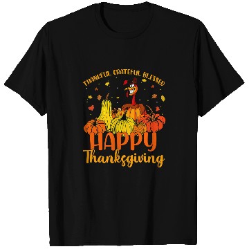 Discover Thankful Grateful Blessed Happy Thanksgiving Pilgrim Turkey 49 T-Shirts
