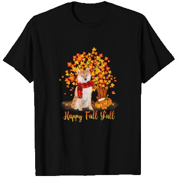Discover Dog Shiba Inu Happy Fall Yall Shiba Inu Dog Lovers Thanksgiving Halloween T-Shirts